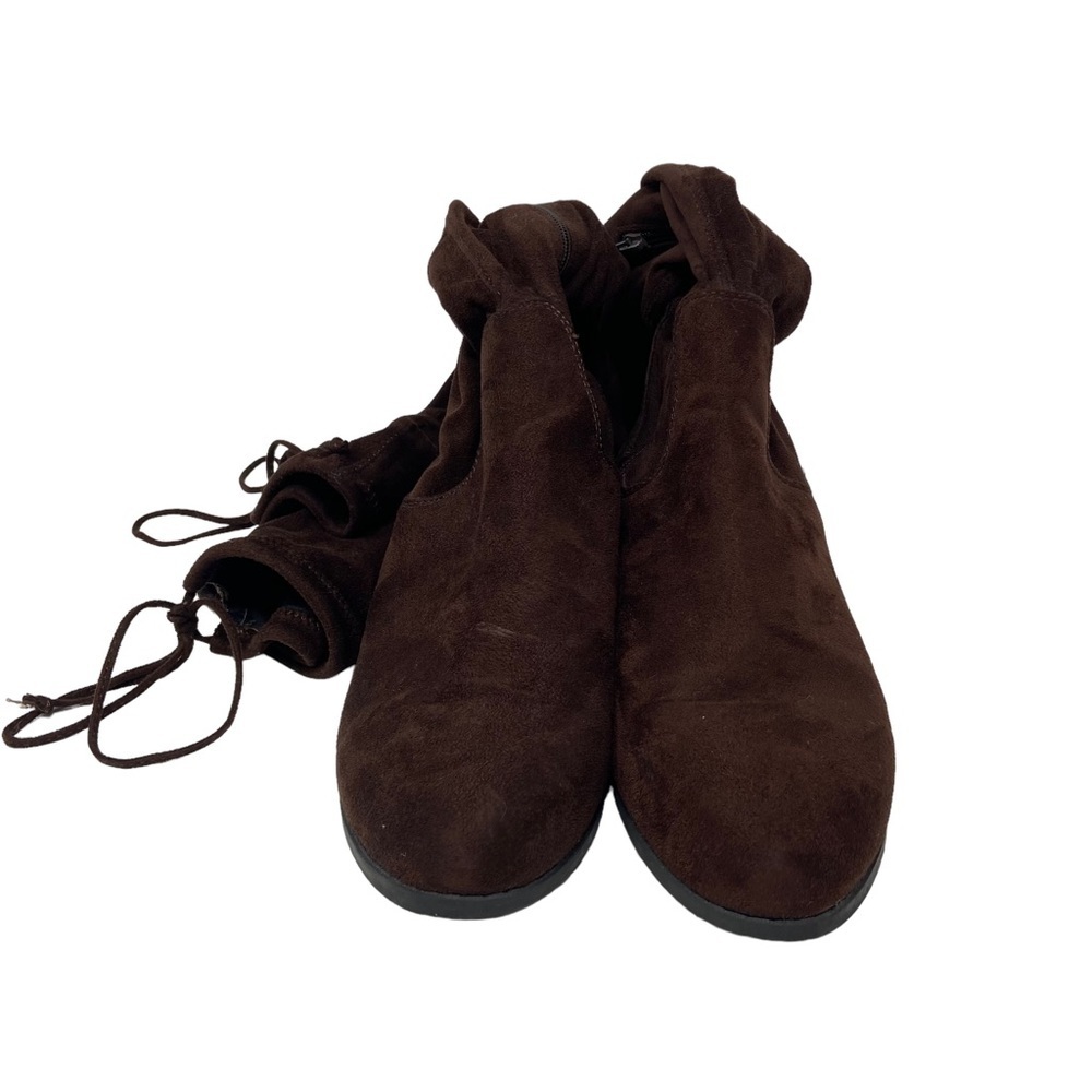 Forever 21 Over the Knee Brown Faux Suede Leather Boots. - Picture 4 of 13